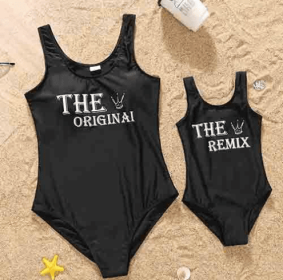 Parent-child Swimsuit Mother-daughter Suit Solid Color V-neck One-piece (Option: Style8-Mom S)