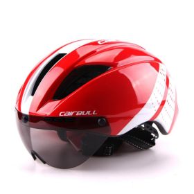 Pneumatic Bicycle Helmet For Road And Mountain (Option: Red and white-L)