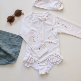 Summer Girls' Sweet Floral One-piece Swimsuit (Option: RC Beige Banana-100cm)