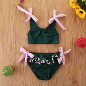 Summer Girl's Swimsuit Suit Fashion Girl's Color Matching Swimsuit (Option: Green-6T)