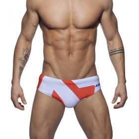 Men's Fashion Hot Spring Seaside Beach Anti Embarrassment Swimming Trunks (Option: Orange-L)