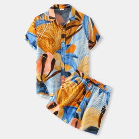 Fashion Hawaii Beach Short Sleeve Shirt Two Piece (Option: Warehouse TZ006-XL)