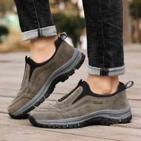Outdoor Leisure Sports Elderly Walking Shoes Men (Option: 46-Khaki)