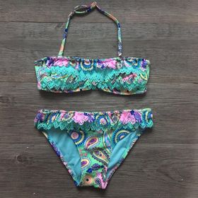 Children's Bikini Swimsuit Multilayer Ruffle Bikini Girls' Wear (Option: 1.Royal blue-13.14)