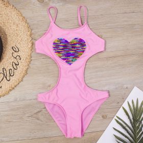 Peach Heart Adjustable Girls One-piece Swimsuit (Option: Pink-7or8)