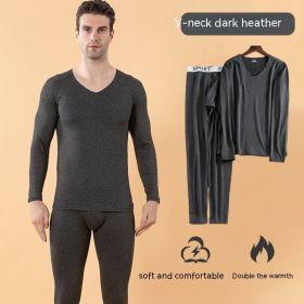 Milk Silk Seamless  Thermal Underwear Men's Suit (Option: Dark Heather Gray-XXXXL)