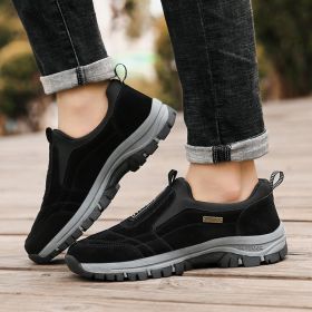 Outdoor Leisure Sports Elderly Walking Shoes Men (Option: 42-Black)