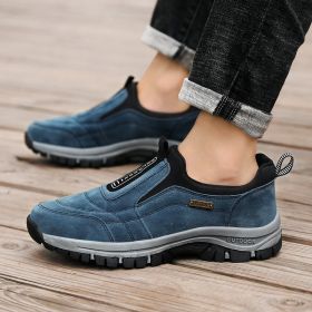 Outdoor Leisure Sports Elderly Walking Shoes Men (Option: 44-Dark Blue)