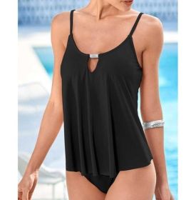 Two Piece Swimming Suits Tankini Swimsuits (Color: Black, size: XL)