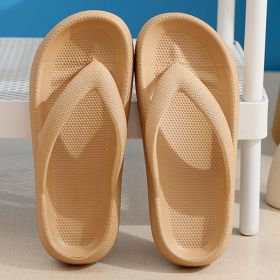 Lucyever Summer Thick Platform Flip Flops Women 2022 Clip Toe Soft Sole Slippers Woman Comfy EVA Non Slip Beach Sandals Female (Color: Khaki, size: 42-43)