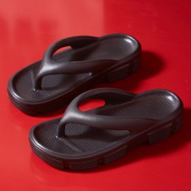 Lucyever Thick Bottom Platform Flip Flops Women 2022 Summer Soft Sole Clip Toe Slippers Woman Comfy Non Slip Beach Shoes Mujer (Color: Black, size: 35-36)