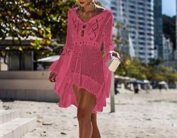 Women's Bathing Suit Cover Up for Beach Pool Swimwear Crochet Dress (Color: 3, size: M)