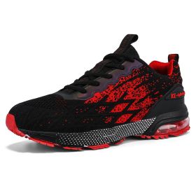 Men's Running Shoes Athletics Breathable Lightweight Racing Mesh Tennis Jogging Walking Sneakers Man Sneaker Male Zapatos Hombre (Color: black red, size: 46)