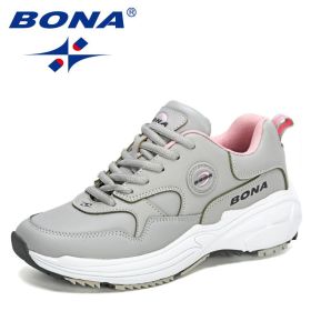BONA 2022 New Designers Classics Retro Sports Shoes Women Casual Sneakers Running Shoes Ladies Vulcanized Tennis Jogging Shoes (Color: White deep blue red, size: 8)