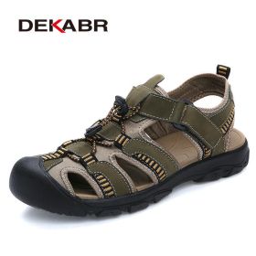 DEKABR Plus Size 38-48 New Men's Sandals Men Summer Beach Flip Flops Comfortable Non-slip Water Shoes Flat Light Casual Slippers (Color: 01 Army Green, size: 12)