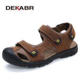 DEKABR Plus Size 38-48 New Men's Sandals Men Summer Beach Flip Flops Comfortable Non-slip Water Shoes Flat Light Casual Slippers (Color: 02 Brown, size: 7)