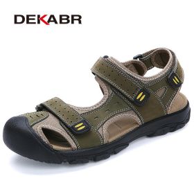 DEKABR Plus Size 38-48 New Men's Sandals Men Summer Beach Flip Flops Comfortable Non-slip Water Shoes Flat Light Casual Slippers (Color: 02 Army Green, size: 8.5)