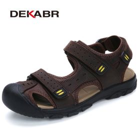 DEKABR Plus Size 38-48 New Men's Sandals Men Summer Beach Flip Flops Comfortable Non-slip Water Shoes Flat Light Casual Slippers (Color: 02 Dark Brown, size: 9.5)