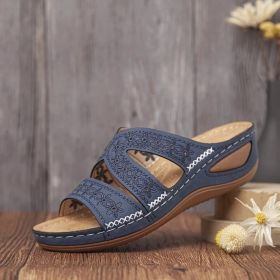 2022 Women Shoes Comfy Platform Sole Ladies Casual Soft Woman Slippers Wedge Comfortable Sandal Outdoor Summer Beach Flip Flops (Color: Blue, size: 36)