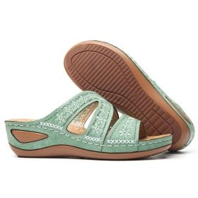 2022 Women Shoes Comfy Platform Sole Ladies Casual Soft Woman Slippers Wedge Comfortable Sandal Outdoor Summer Beach Flip Flops (Color: Green, size: 37)