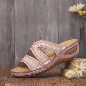 2022 Women Shoes Comfy Platform Sole Ladies Casual Soft Woman Slippers Wedge Comfortable Sandal Outdoor Summer Beach Flip Flops (Color: Pink, size: 36)