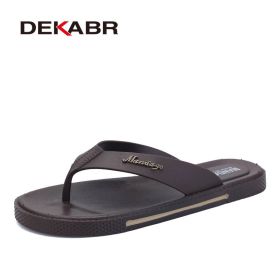 Summer Men Flip Flops Male Slippers Men Casual Shoes Summer Fashion Beach Sandals Zapatos Hombre Size 39~45 (Color: Brown, size: 7.5)
