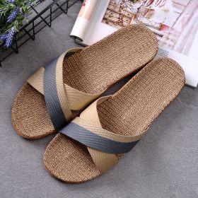 Multi Colors Summer Flax Slippers Women Men Casual Linen Slides Non-Slip Home Flip Flops Indoor Shoes Unisex Sandals Beach (Color: H, size: 35-36 (230mm))