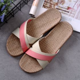 Multi Colors Summer Flax Slippers Women Men Casual Linen Slides Non-Slip Home Flip Flops Indoor Shoes Unisex Sandals Beach (Color: I, size: 35-36 (230mm))