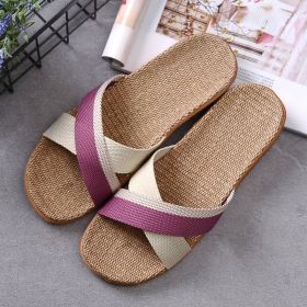 Multi Colors Summer Flax Slippers Women Men Casual Linen Slides Non-Slip Home Flip Flops Indoor Shoes Unisex Sandals Beach (Color: J, size: 39-40 (250mm))