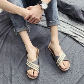 Multi Colors Summer Flax Slippers Women Men Casual Linen Slides Non-Slip Home Flip Flops Indoor Shoes Unisex Sandals Beach (Color: L, size: 44-45 (280mm))