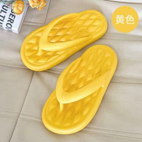 Women Flip Flops Thong Shoes Simple White Black Comfortable Slippers Summer Fashion Casual Massage Non-Slip Couple Beach Slides (Color: Yellow, size: CN 42-43)