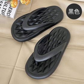 Women Flip Flops Thong Shoes Simple White Black Comfortable Slippers Summer Fashion Casual Massage Non-Slip Couple Beach Slides (Color: Black, size: CN 42-43)