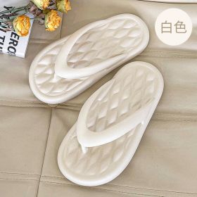 Women Flip Flops Thong Shoes Simple White Black Comfortable Slippers Summer Fashion Casual Massage Non-Slip Couple Beach Slides (Color: White, size: CN 36-37)