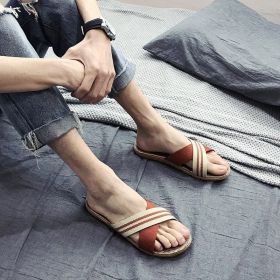 Multi Colors Summer Flax Slippers Women Men Casual Linen Slides Non-Slip Home Flip Flops Indoor Shoes Unisex Sandals Beach (Color: M, size: 39-40 (250mm))