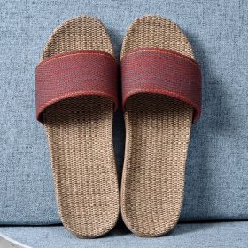 Multi Colors Summer Flax Slippers Women Men Casual Linen Slides Non-Slip Home Flip Flops Indoor Shoes Unisex Sandals Beach (Color: A, size: 40-41 (260mm))