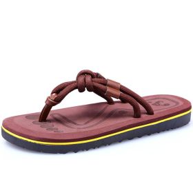 Men's Summer New Men's Beach Shoes Vietnam Slippers Outdoor Non-slip Korean Trend Personality Flip-flops Mens House Slippers (Color: Brown, size: 39)