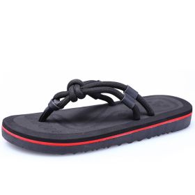 Men's Summer New Men's Beach Shoes Vietnam Slippers Outdoor Non-slip Korean Trend Personality Flip-flops Mens House Slippers (Color: Black, size: 36)