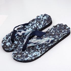 Men's Summer New Cool Slippers Non-slip Clip Beach Sandals Camouflage Men's Massage Flip-flops MensHouseSlippers Flip Flops Men (Color: Blue, size: 41)