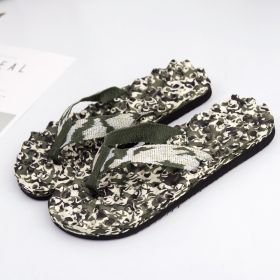 Men's Summer New Cool Slippers Non-slip Clip Beach Sandals Camouflage Men's Massage Flip-flops MensHouseSlippers Flip Flops Men (Color: Green, size: 40)