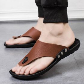 Men's New Summer New Korean Sandals Men's Flip-Flops Beach Shoes Fashion Casual Sandals Indoor and Outdoor Wear Mens Slippers (Color: Yellow, size: 40)