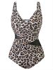 Plus Size Contrast Mesh Criss Cross One Piece Swimsuit; Women's Plus High Stretch V Neck Boho One Piece Beachwear