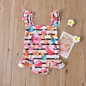 Striped Donut Girl's Swimsuit (Option: Pink-110)